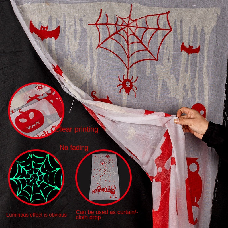 Halloween luminous light curtain pumpkin ghost spider web haunted house secret room horror blood gauze atmosphere layout props - SJB-DIAMOND ELITES