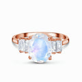 S925 Sterling Silver Oval Moonstone Ring Jewelry Pi-Mart