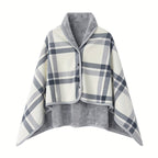 1pc Cozy Polar Fleece Shawl Blanket - Soft Double Layer Thick Plaid Pattern, Warm Autumn and Winter Wearable Throw Blanket for Office, Home, and Outdoor - Perfect for Chilly Days and Gift Giving