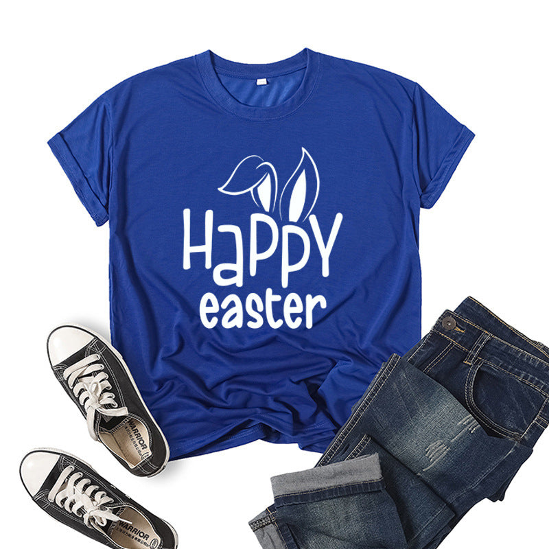 Women's Bunny Happy Easter Print Top Pi-Mart