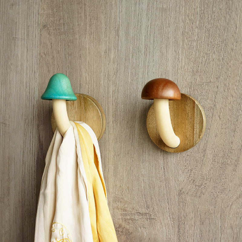 Creative Punch-free Wooden Mushroom Hat-and-coat Hook Pi-Mart