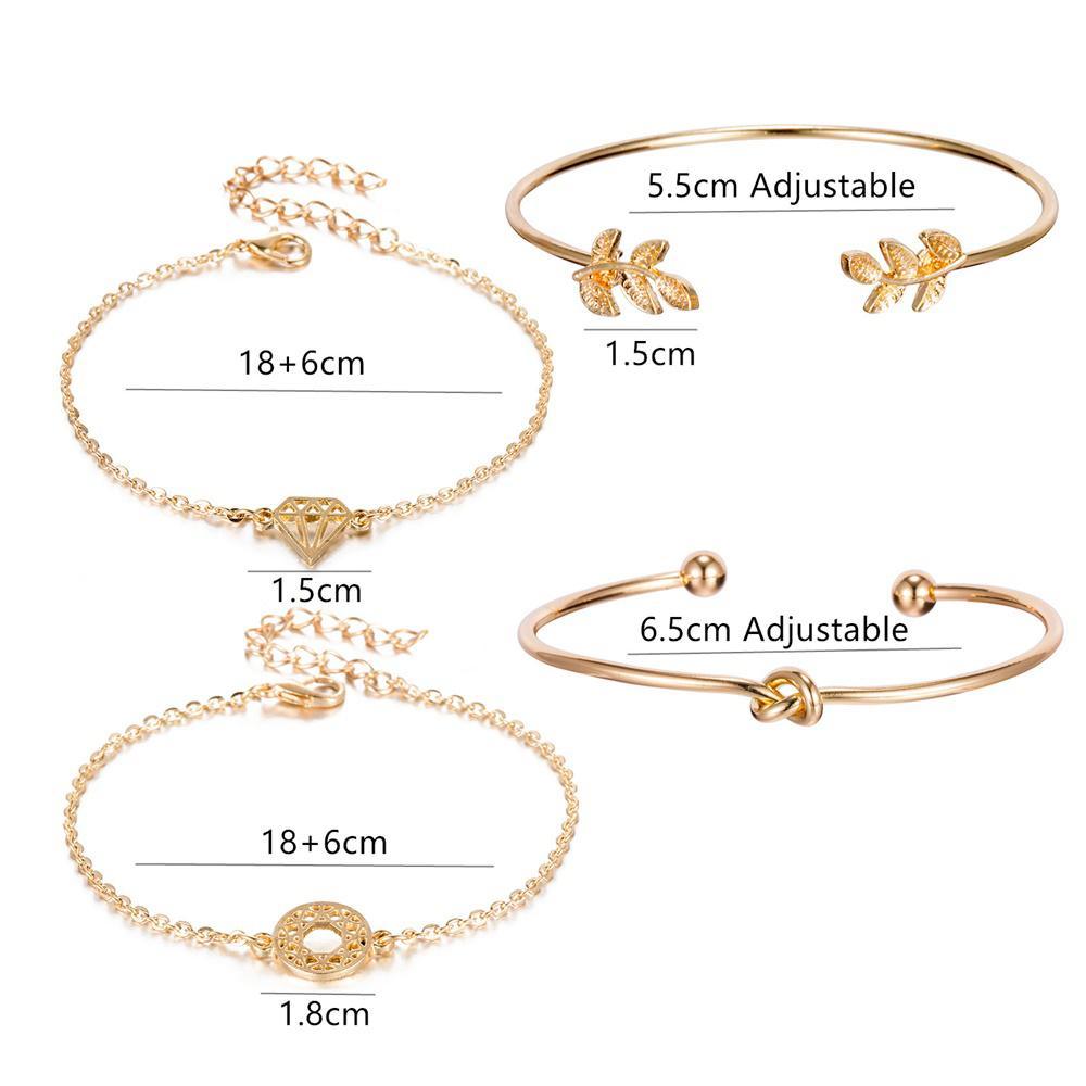 Fashion Bohemia Leaf Round Knot Cuff Bangle Gold Chain Charm Bracelet  for Women Simple Geometric Bracelets Luxury Jewelry - SJB-DIAMOND ELITES