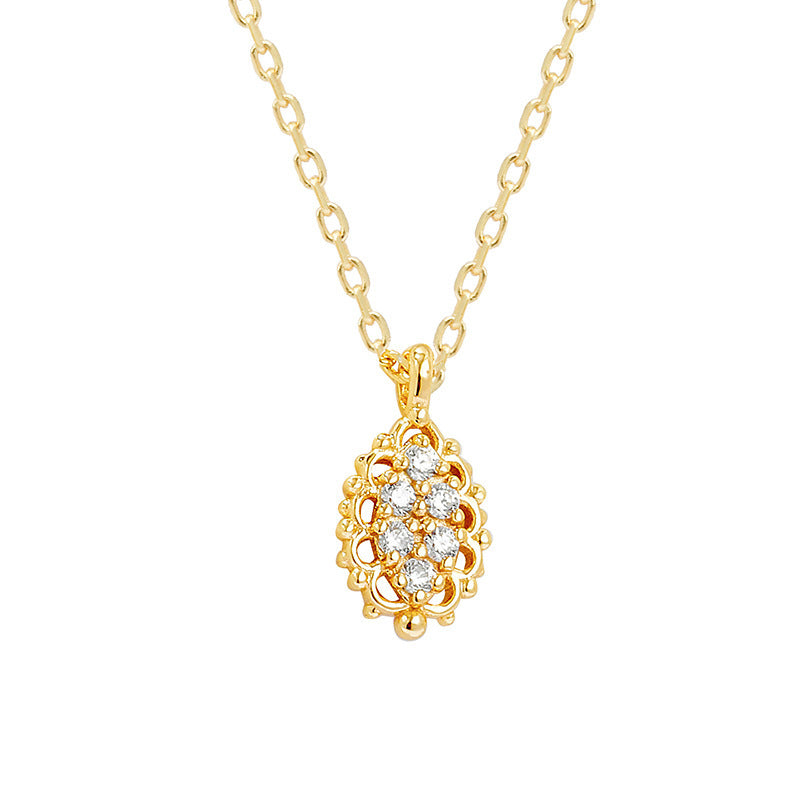 Lace Vase S925 Silver Plated 14K Gold White Zirconium Necklace