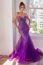 Embellished Mermaid Gown Purplish Diva