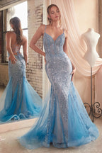 Embellished Mermaid Gown Purplish Diva