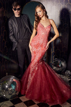 Glitter Printed Mermaid Gown Purplish Diva