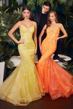 Glitter Printed Mermaid Gown Purplish Diva
