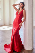 Fitted Stretch Satin Glitter Flocked Gown Purplish Diva