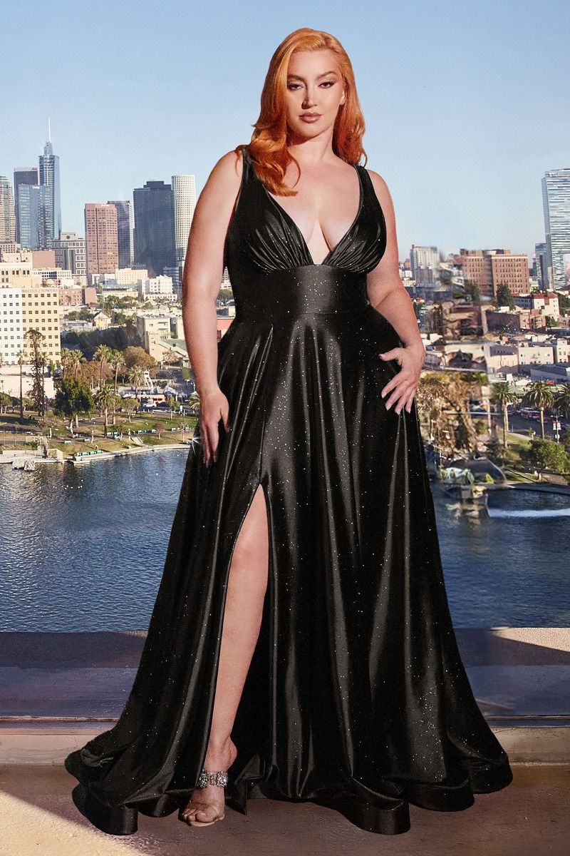 Glitter Satin A-Line Gown Purplish Diva