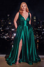 Glitter Satin A-Line Gown Purplish Diva