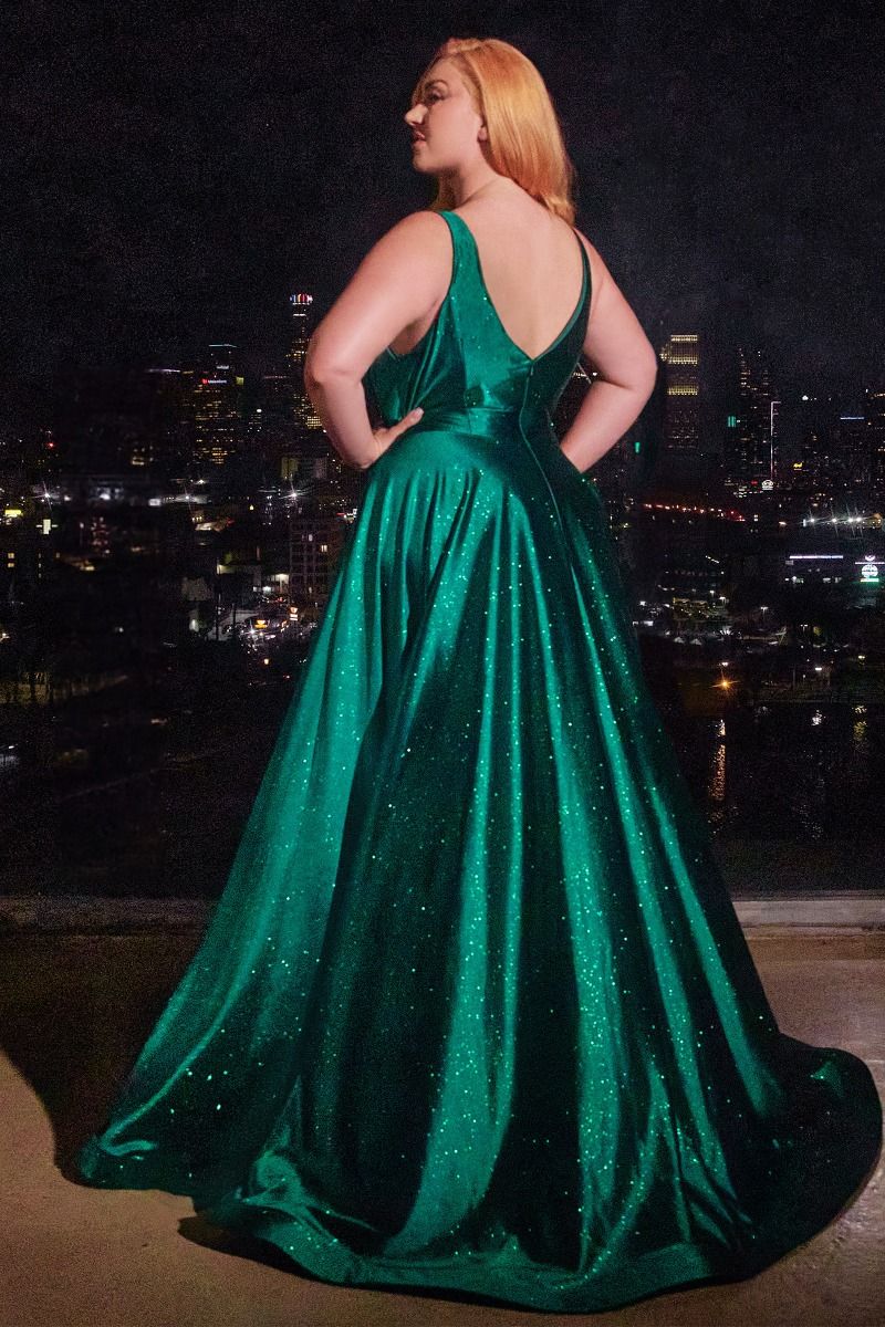 Glitter Satin A-Line Gown Purplish Diva