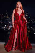 Glitter Satin A-Line Gown Purplish Diva
