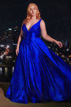 Glitter Satin A-Line Gown Purplish Diva