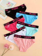 Soft Touch 6-Pack Seamless Bikini Briefs for Women – Colorful Drop Waist Cotton Panties with Stretch Fit & Alphabet Print – Women's Everyday Lingerie & Underwear Essentials for Summer