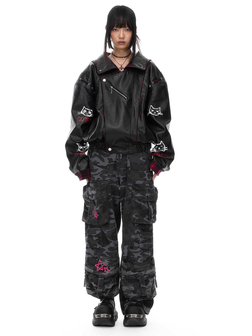 Motorcycle Reversible Jacket Pu Shuai Vibe Leather Coat Pi-Mart