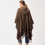 Oversized Scottish Hooded Cardigan - Fashionable Striped Shawl with Luxurious Tassels - Cozy, Windproof & Coldproof for Autumn Winter Outdoors - A Plush Blanket Shawl Cloak Lootquake LLC