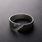 S999 Pure Silver Phoenix Peony Wide Side Thai Silver Matte Retro Ethnic Style  Bracelet Women Pi-Mart