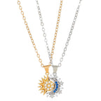 2pcs Necklace Sun And Moon Magnetic Pendant Clavicle Chain Necklace For Couple Lovers Pi-Mart