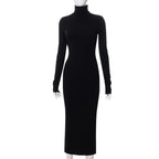 New Half-high Neck Long-sleeved Slim Thread Temperament Long Dresses - SJB-DIAMOND ELITES