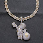Two-color White Zirconium Necklace Bald Hand-held USD Pi-Mart