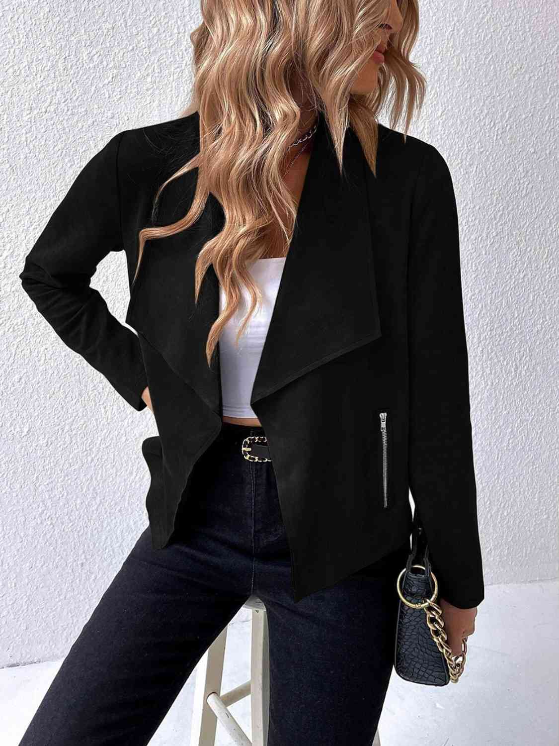 Classic Minimalist Collared Long Sleeve Jacket for Women – Minimalist & Lightweight Everyday Outerwear Stevvex