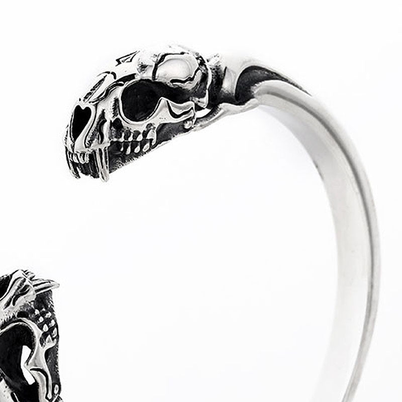 Male S925 Sterling Silver Beast Skull Bracelet Pi-Mart