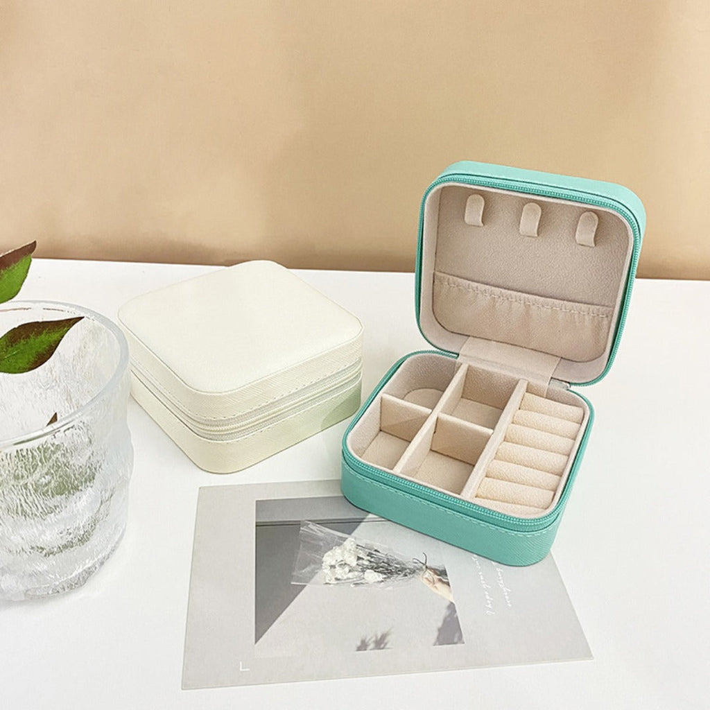 Jewelry storage box, storage box portable zipper case, travel jewelry stud earrings pu jewelry - SJB-DIAMOND ELITES