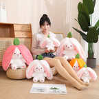 Kawaii Fruit Transfigured Bunny Plush Toy Cute Carrot Strawberry Turn Into Rabbit Plush Toy Kids Birthday Christmas Gift Muppet Pi-Mart