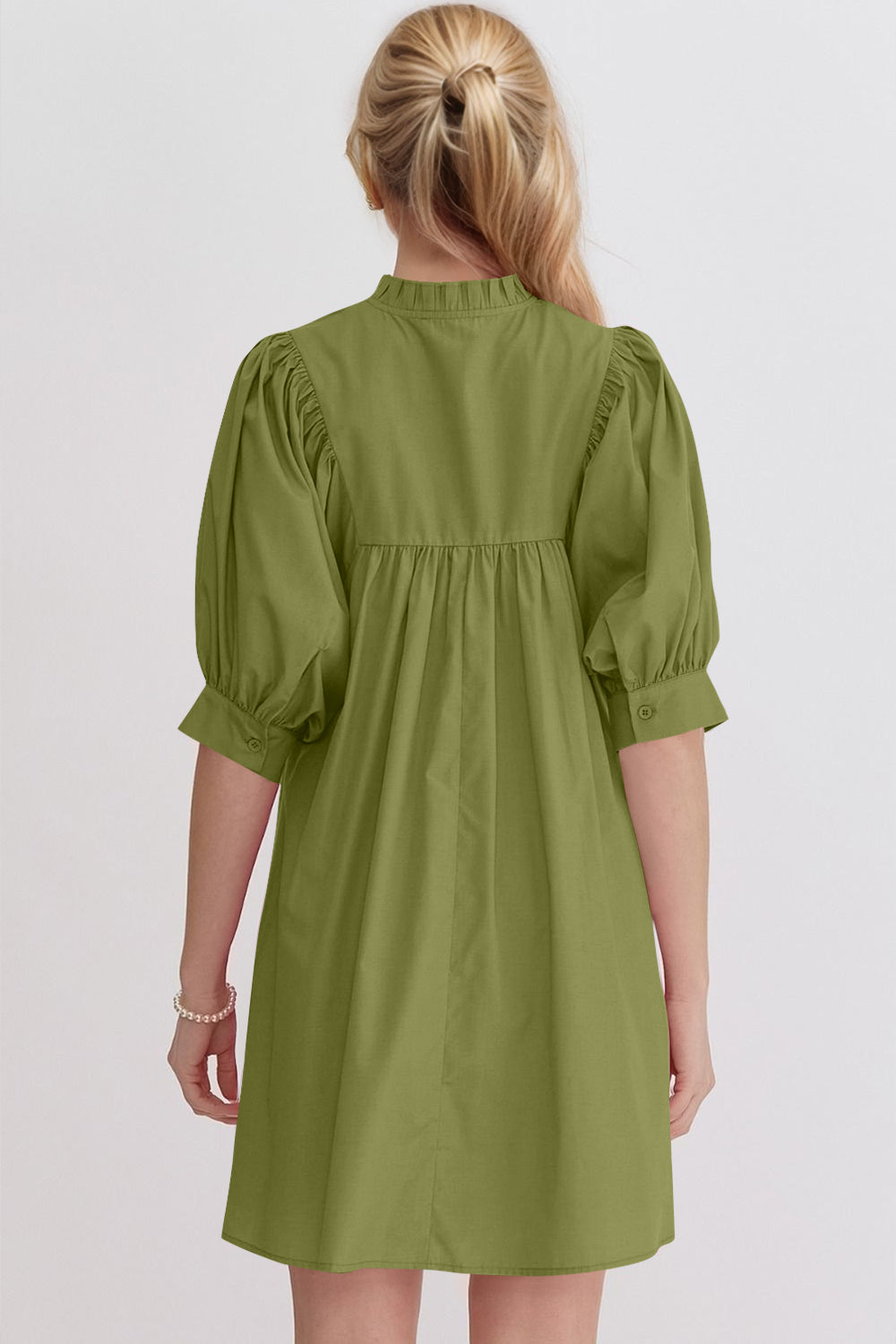 Pink Puff Sleeve Mini Dress Casual and Feminine Dress for Women Simple Classic Summer Dress Stevvex