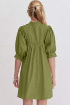 Pink Puff Sleeve Mini Dress Casual and Feminine Dress for Women Simple Classic Summer Dress Stevvex