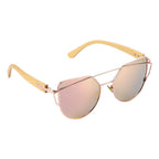 Modern Cat Eye Sunglasses for Women Polarized Sunglasses with metal frame and natural Bamboo wood frame Fashion Style - SJB-DIAMOND ELITES