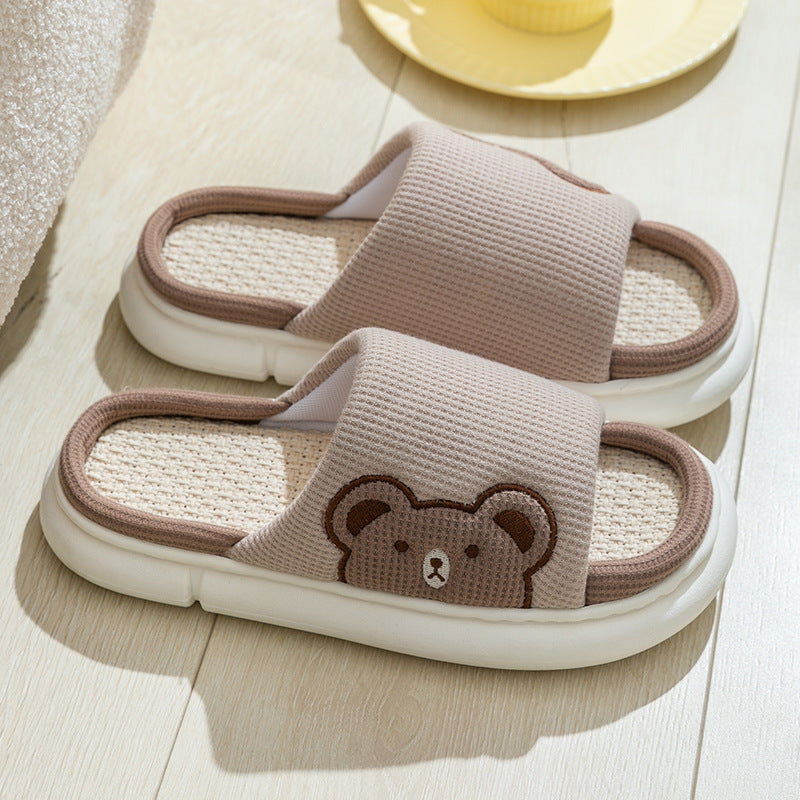 Cute Rabbit Slippers Linen House Shoes For Women Pi-Mart