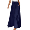 Women's Fashion Wide Leg Elastic Waistband Wide Leg High Waist Long Dress Pants Pi-Mart