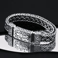 S925 Silver Wide Version Braided Bracelet Men's Thick Generous Ring Buckle Interlock Bracelet Pi-Mart