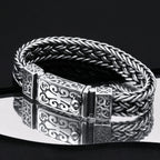 S925 Silver Wide Version Braided Bracelet Men's Thick Generous Ring Buckle Interlock Bracelet Pi-Mart