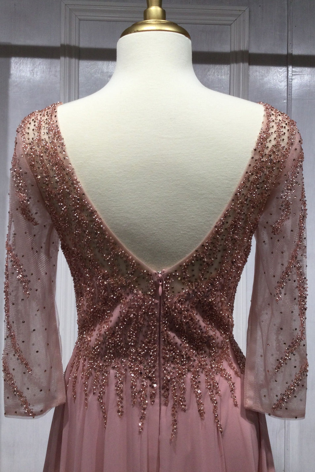 Chiffon A-Line Long Sleeve Gown Purplish Diva