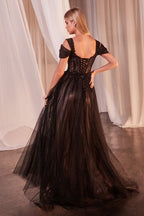 Black Off The Shoulder Ball Gown Purplish Diva