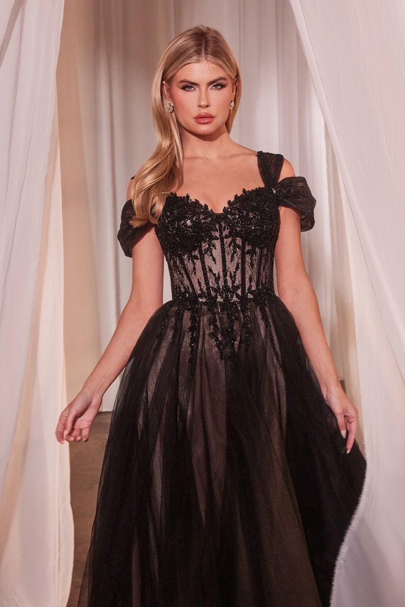 Black Off The Shoulder Ball Gown Purplish Diva