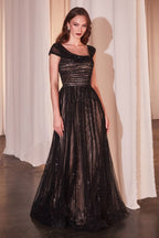 Asymmetrical Off The Shoulder A-Line Beaded Gown Purplish Diva