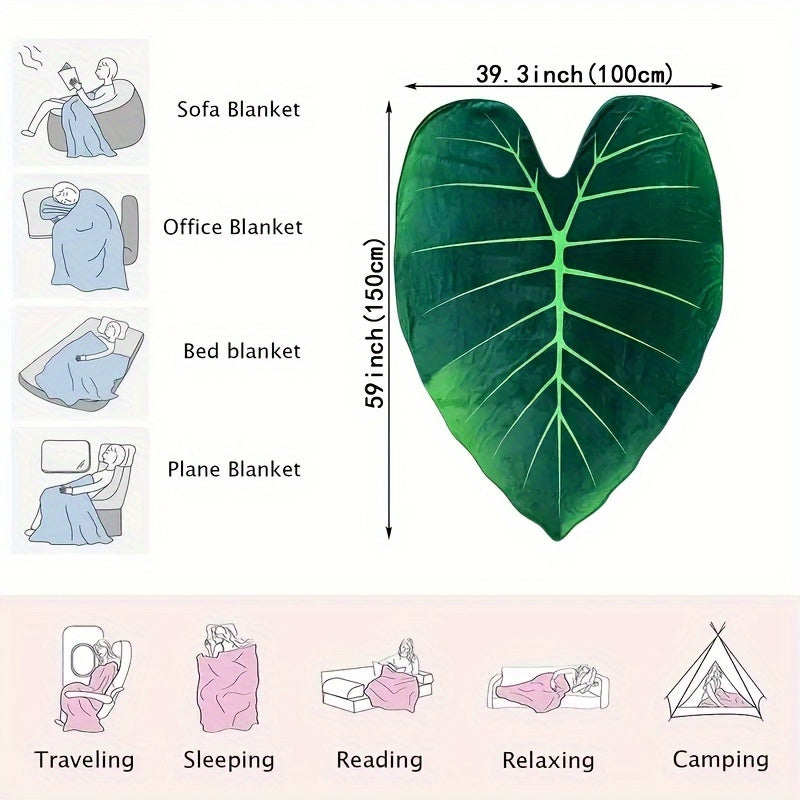 Soft Geometric Leaf All-Season Throw - Chic, Cozy & Versatile Blanket for Home and Travel, Lunch break, Easy Maintenance Lootquake LLC