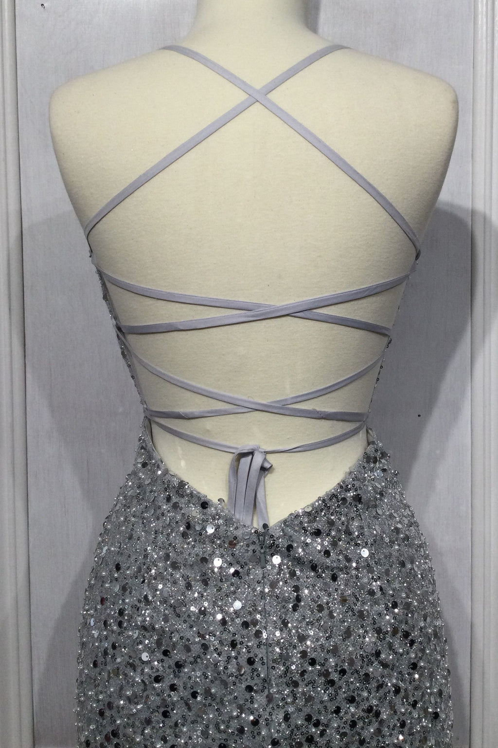 Iridescent Fitted Sequin Gown Purplish Diva