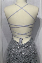 Iridescent Fitted Sequin Gown Purplish Diva