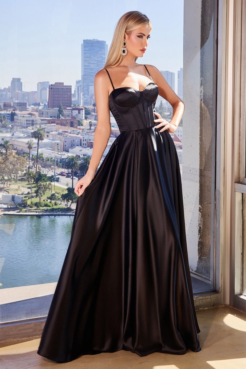 A-Line Satin Bustier Dress Purplish Diva