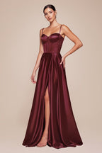 A-Line Satin Bustier Dress Purplish Diva