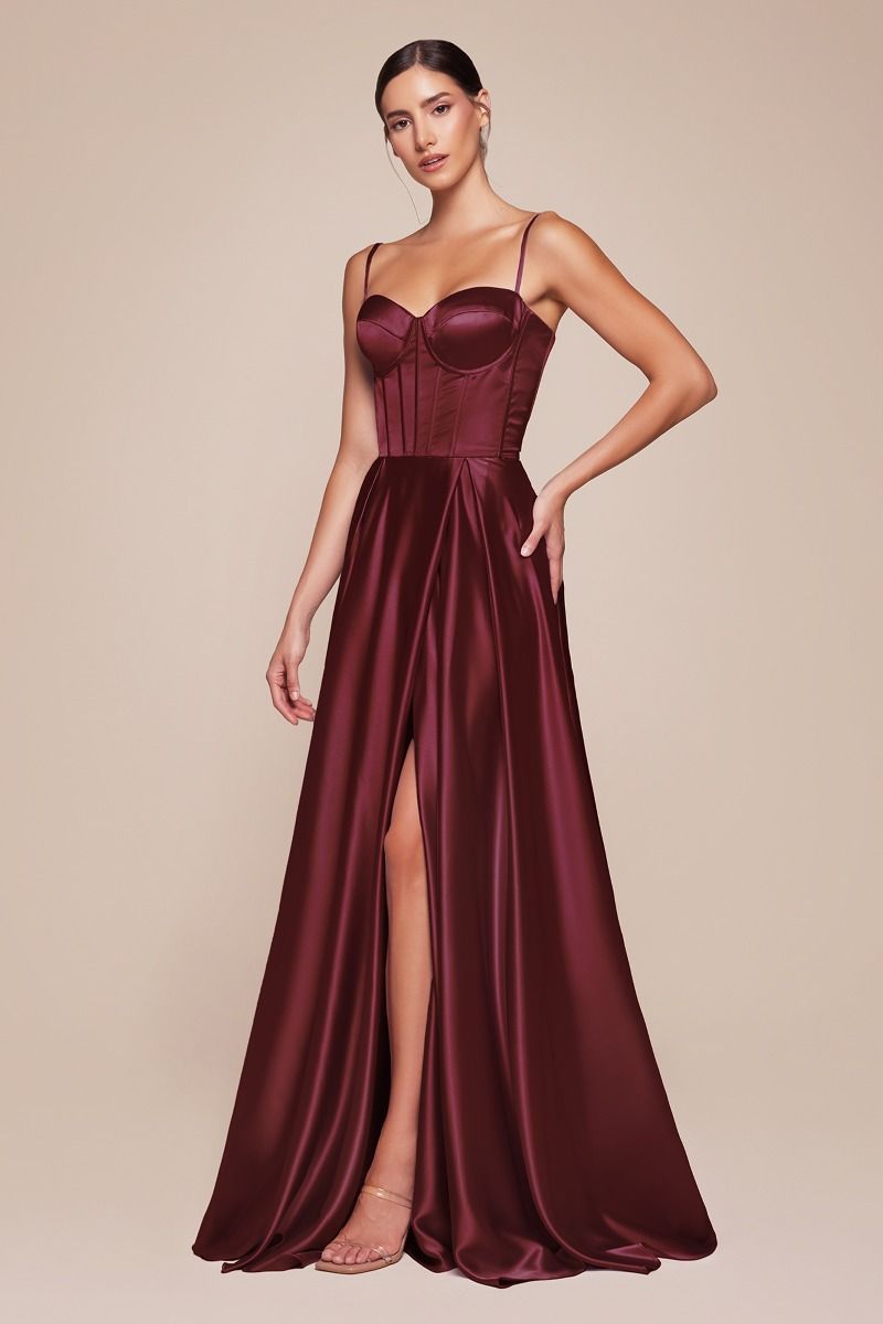 A-Line Satin Bustier Dress Purplish Diva