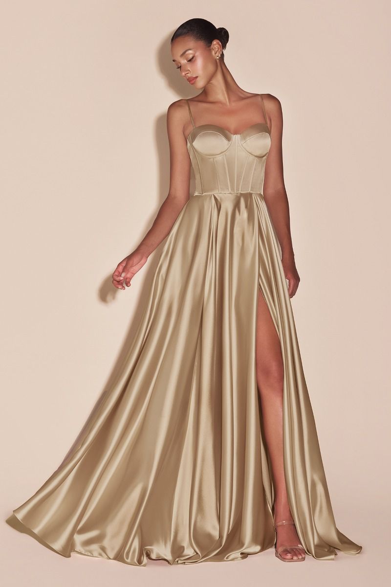 A-Line Satin Bustier Dress Purplish Diva