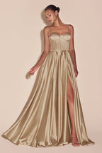 A-Line Satin Bustier Dress Purplish Diva