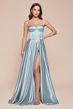 A-Line Satin Bustier Dress Purplish Diva