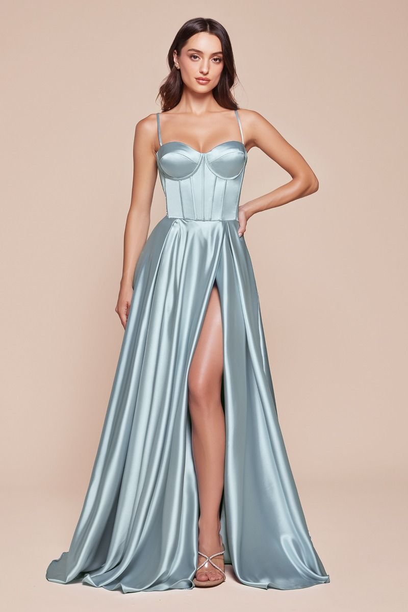A-Line Satin Bustier Dress Purplish Diva