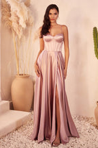 A-Line Satin Bustier Dress Purplish Diva